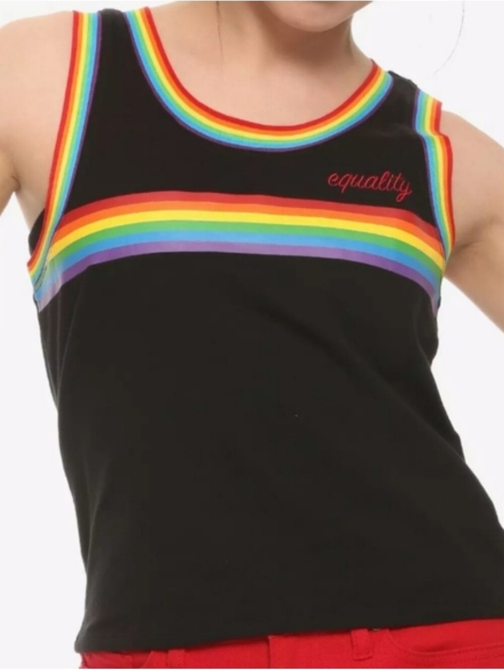 HOT TOPIC Pride Equality Rainbow Trim Black Tank Top Plus Size 2X